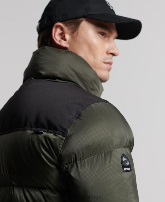 casaco puffer de palangre homens caqui roupas Superdry 2208H4556