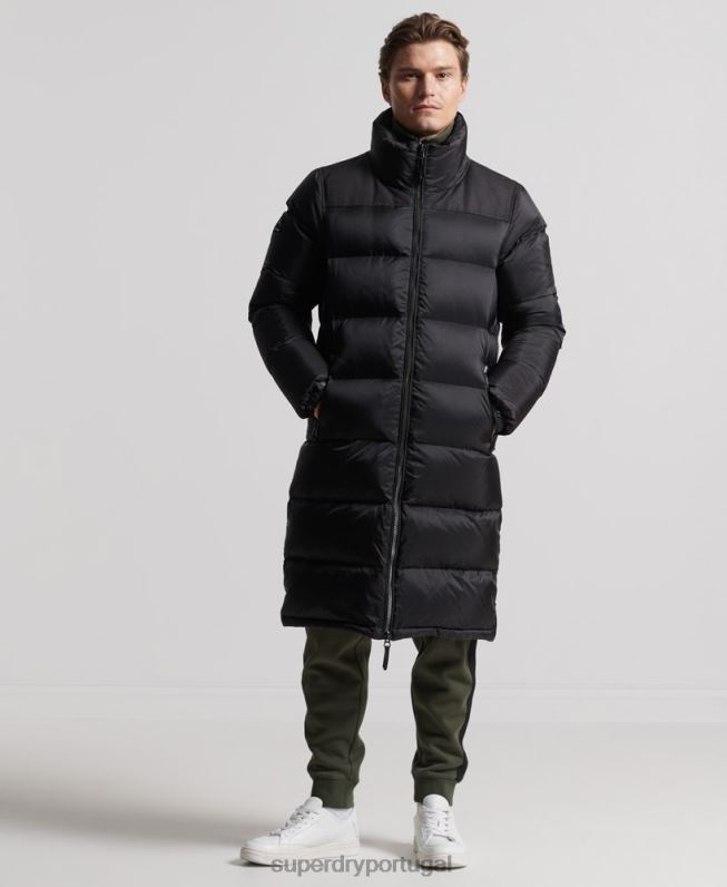 casaco puffer de palangre homens preto roupas Superdry 2208H4652