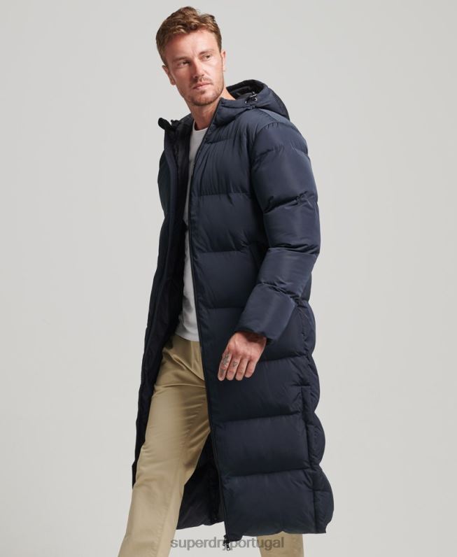 casaco puffer extra longo homens marinha roupas Superdry 2208H1058