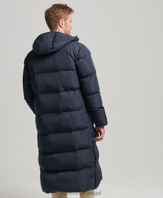casaco puffer extra longo homens marinha roupas Superdry 2208H1058