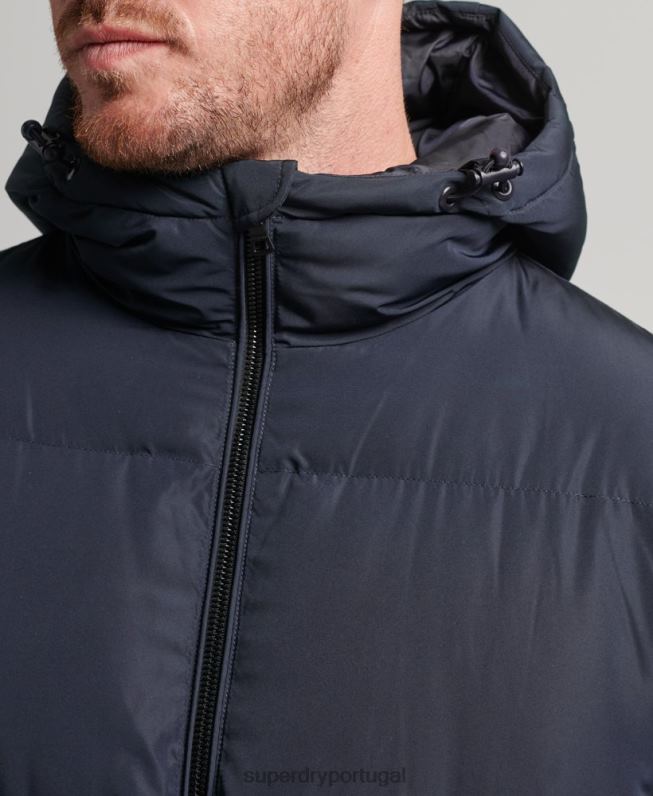 casaco puffer extra longo homens marinha roupas Superdry 2208H1058