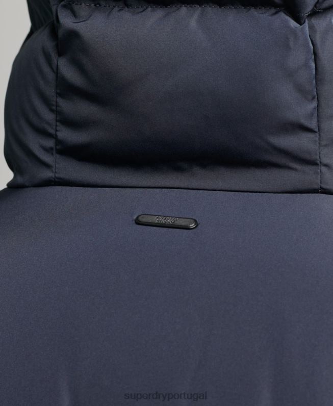 casaco puffer extra longo homens marinha roupas Superdry 2208H1058