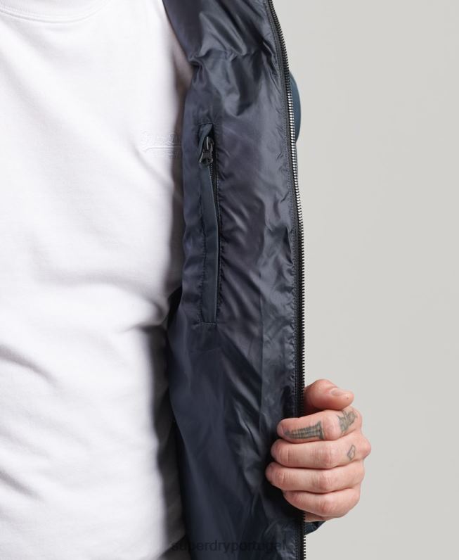 casaco puffer extra longo homens marinha roupas Superdry 2208H1058