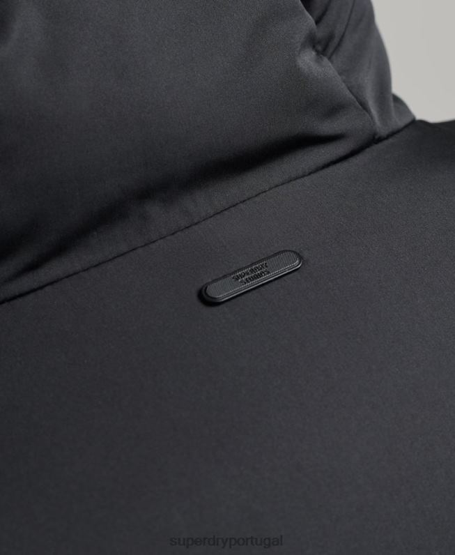 casaco puffer extra longo homens preto roupas Superdry 2208H1057