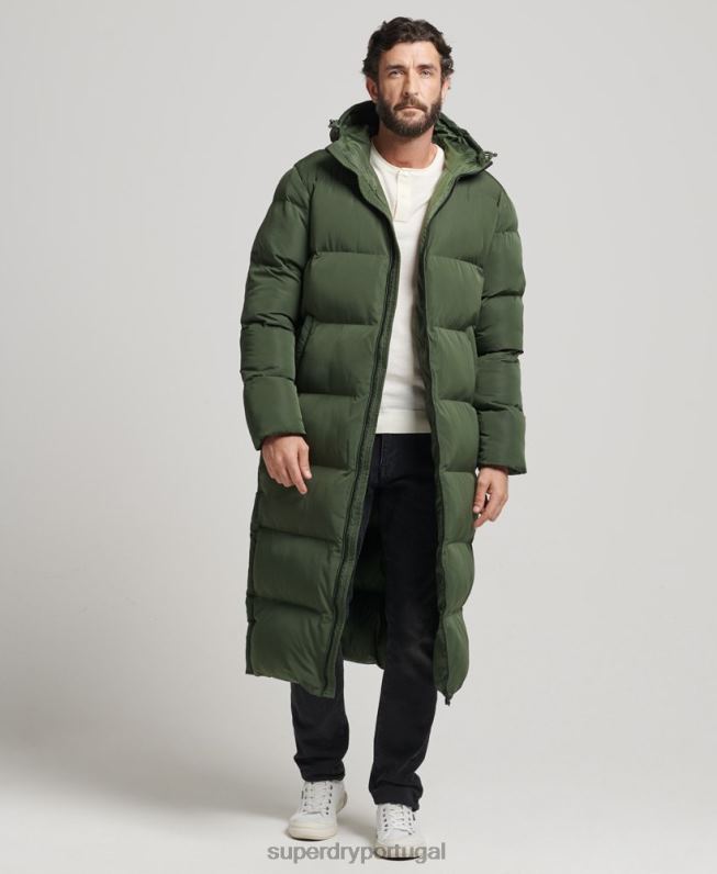 casaco puffer extra longo homens verde roupas Superdry 2208H1028