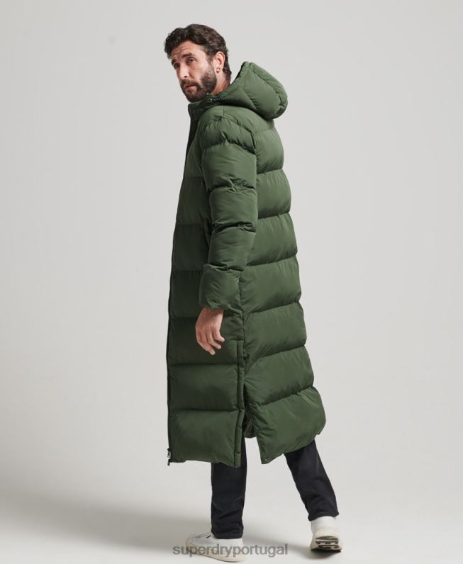casaco puffer extra longo homens verde roupas Superdry 2208H1028