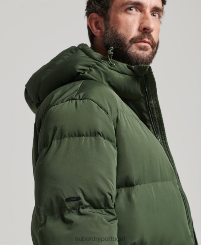 casaco puffer extra longo homens verde roupas Superdry 2208H1028