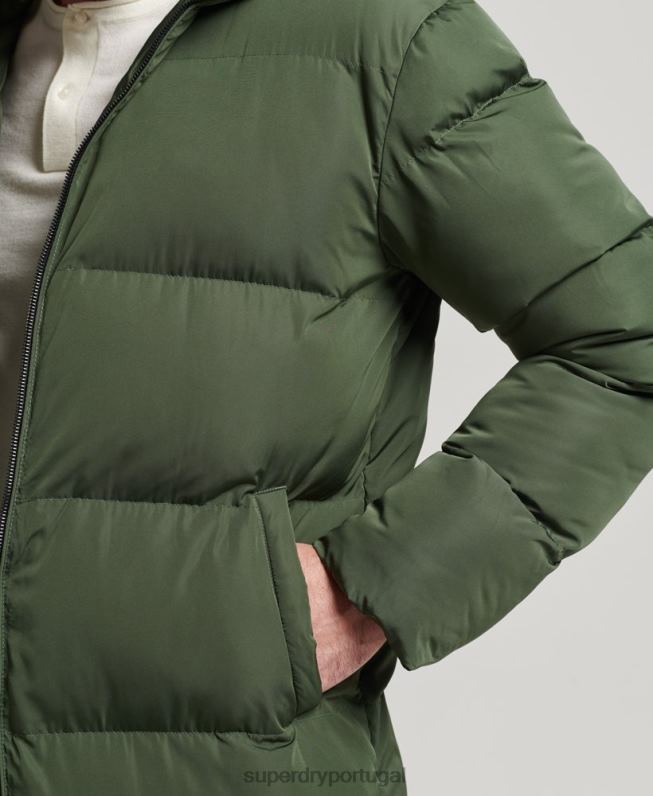 casaco puffer extra longo homens verde roupas Superdry 2208H1028