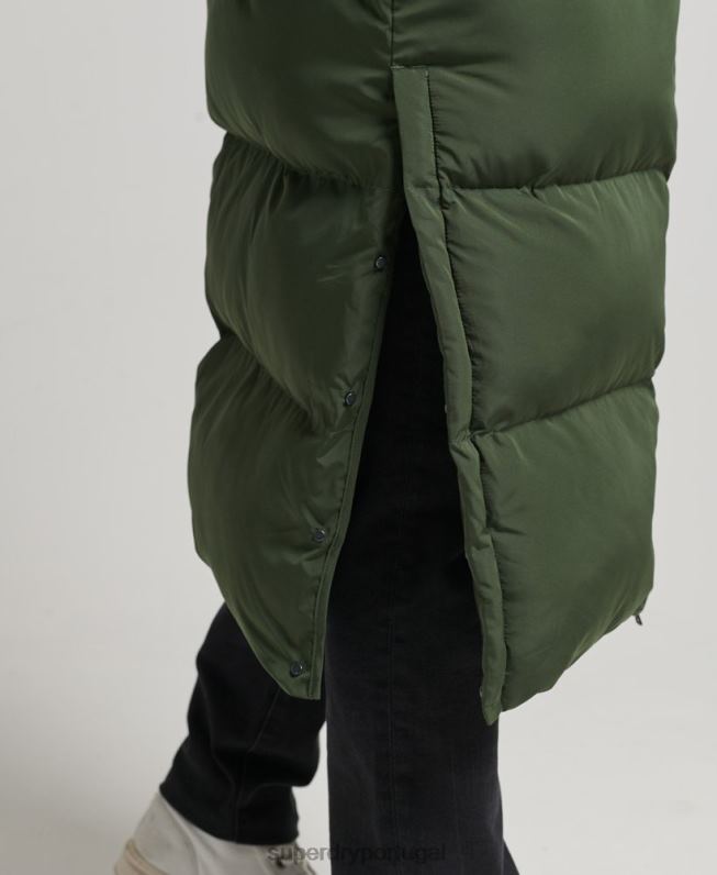 casaco puffer extra longo homens verde roupas Superdry 2208H1028