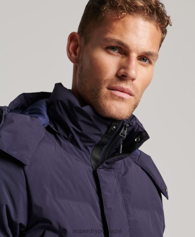 casaco puffer quadrado homens marinha roupas Superdry 2208H4589