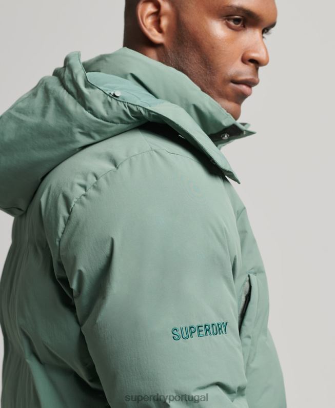 casaco puffer quadrado homens verde roupas Superdry 2208H4641