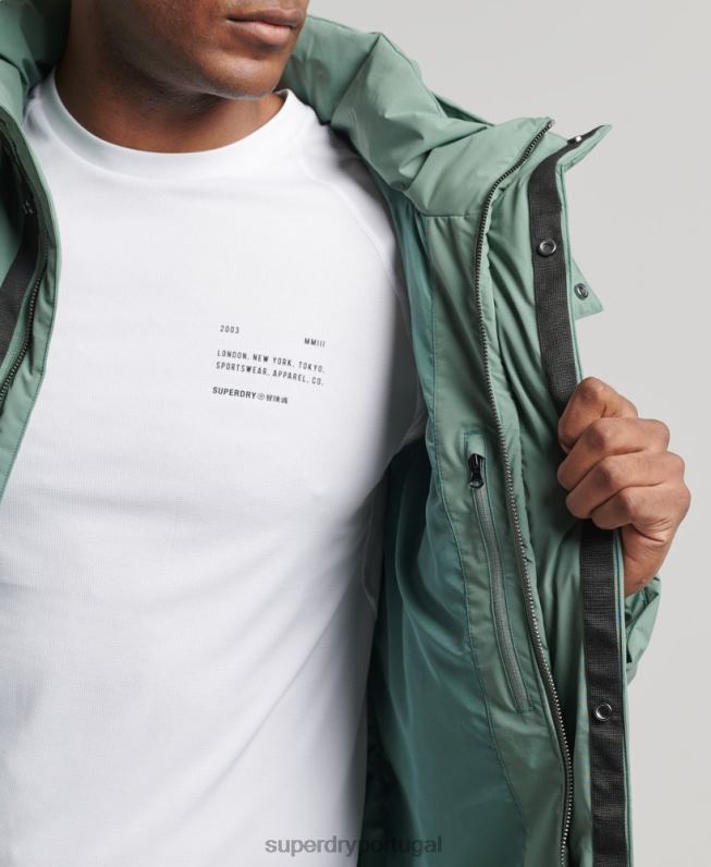 casaco puffer quadrado homens verde roupas Superdry 2208H4641