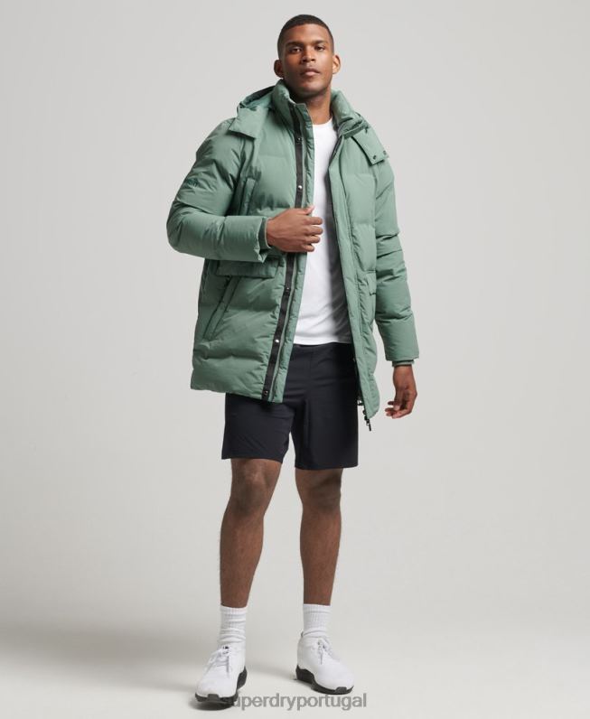 casaco puffer quadrado homens verde roupas Superdry 2208H4641
