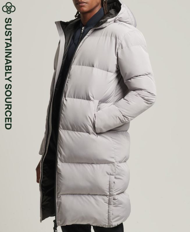 edredom longline homens cinza claro roupas Superdry 2208H1124