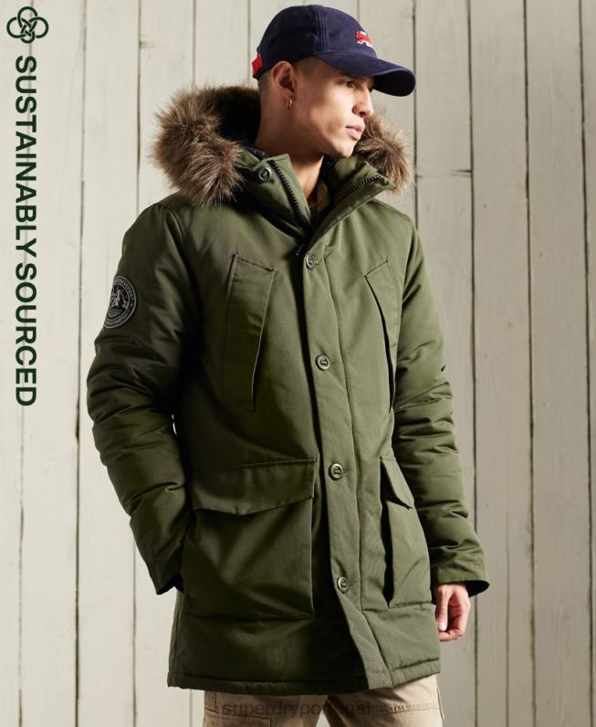 jaqueta parka everest homens caqui roupas Superdry 2208H1081