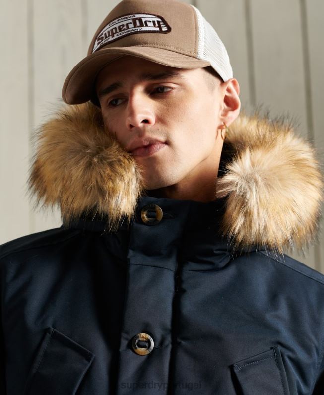 jaqueta parka everest homens marinha roupas Superdry 2208H1027