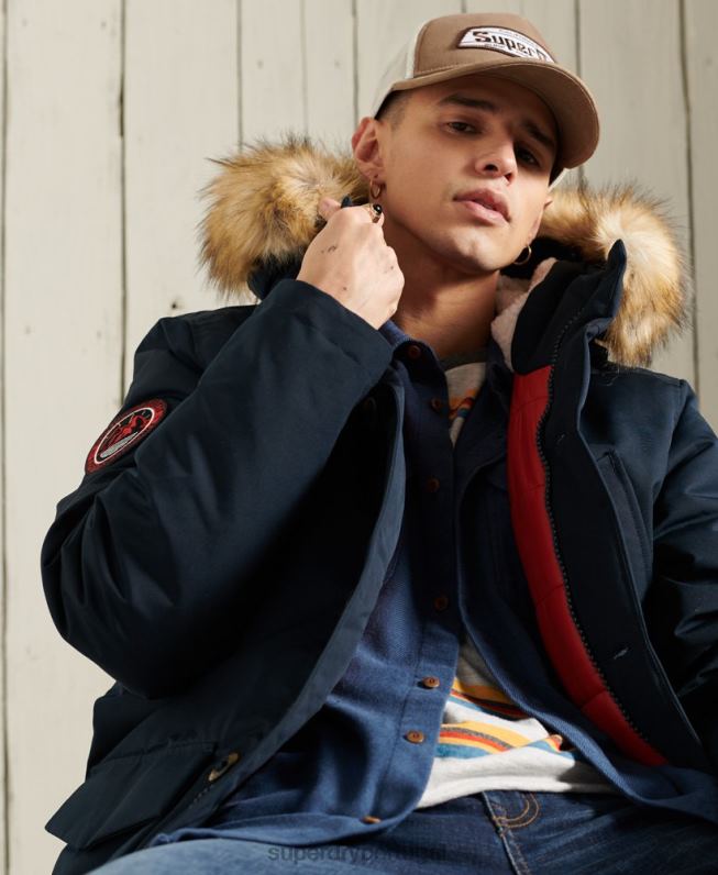 jaqueta parka everest homens marinha roupas Superdry 2208H1027