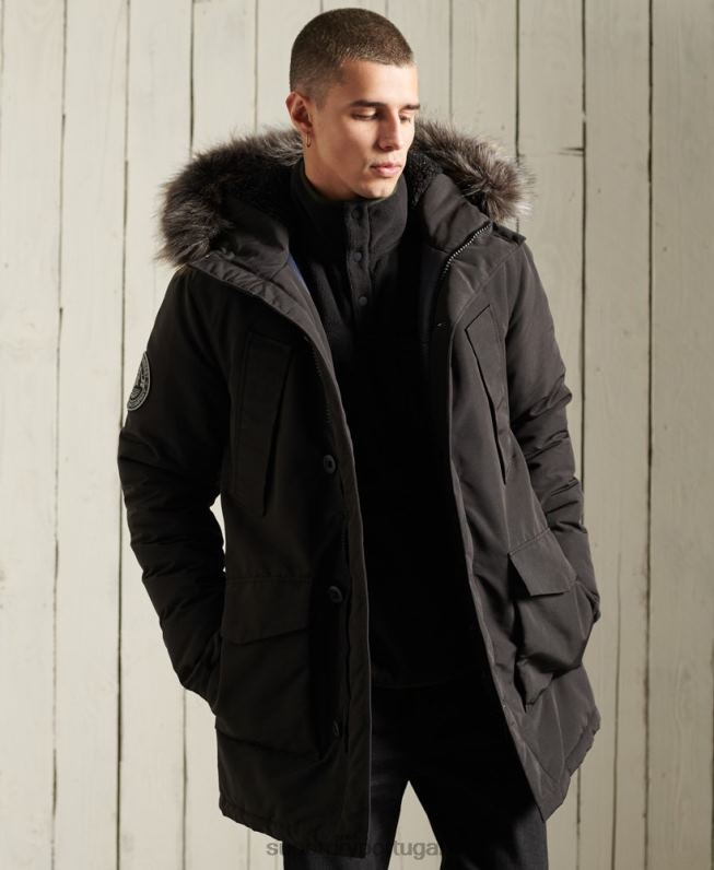 jaqueta parka everest homens preto roupas Superdry 2208H1157