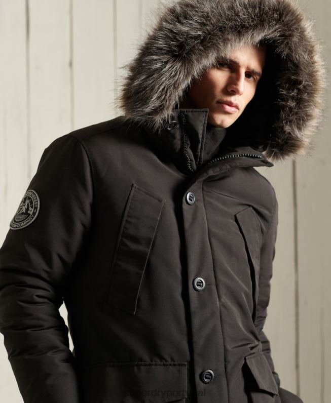 jaqueta parka everest homens preto roupas Superdry 2208H1157