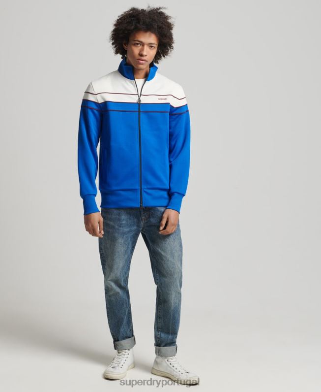 zíper vintage através da parte superior da trilha homens azul roupas Superdry 2208H822