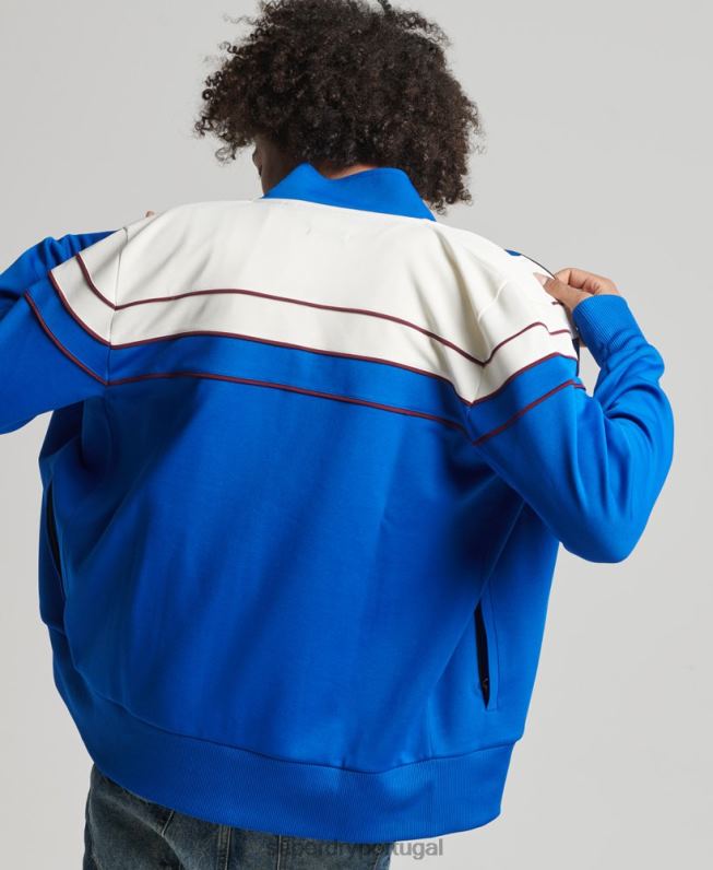 zíper vintage através da parte superior da trilha homens azul roupas Superdry 2208H822