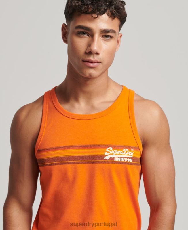 colete cali vintage logo homens laranja roupas Superdry 2208H1454