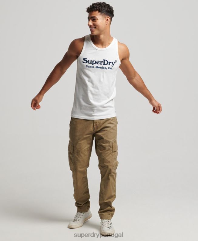 colete clássico vintage local homens branco roupas Superdry 2208H1458