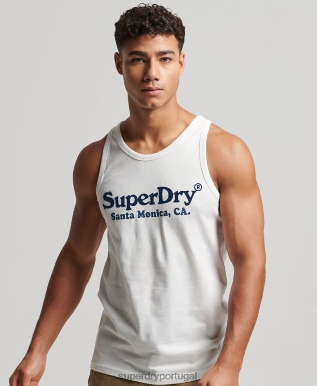 colete clássico vintage local homens branco roupas Superdry 2208H1458