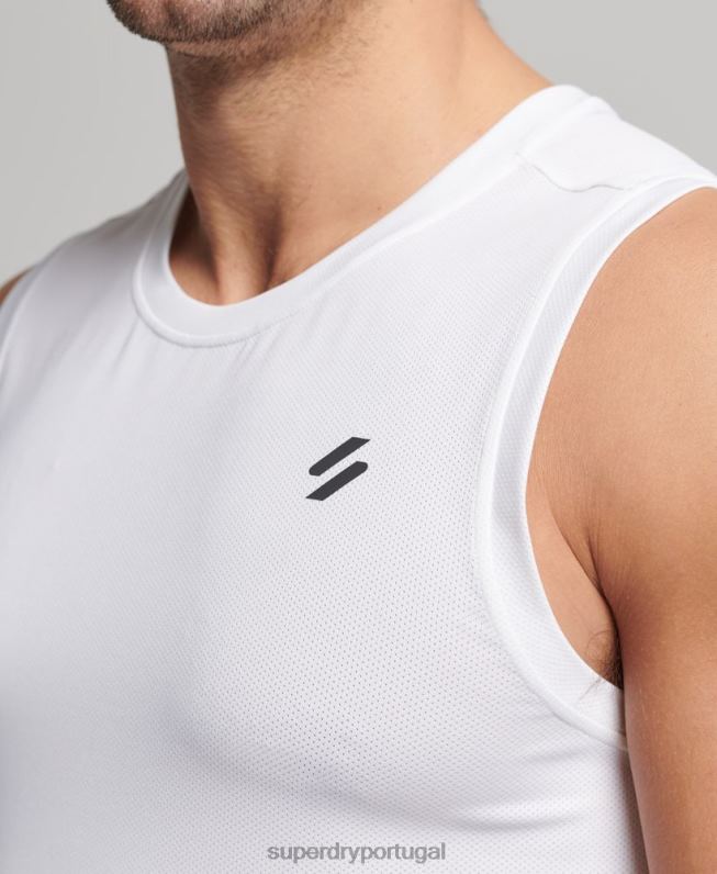 colete de corrida homens branco roupas Superdry 2208H5397