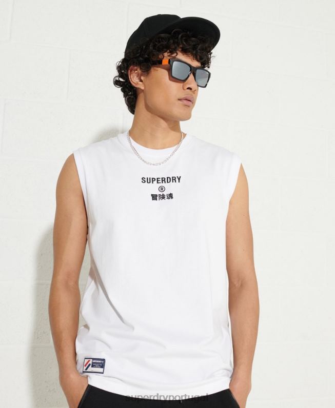 colete logotipo corporativo homens branco roupas Superdry 2208H1589