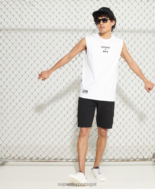 colete logotipo corporativo homens branco roupas Superdry 2208H1589