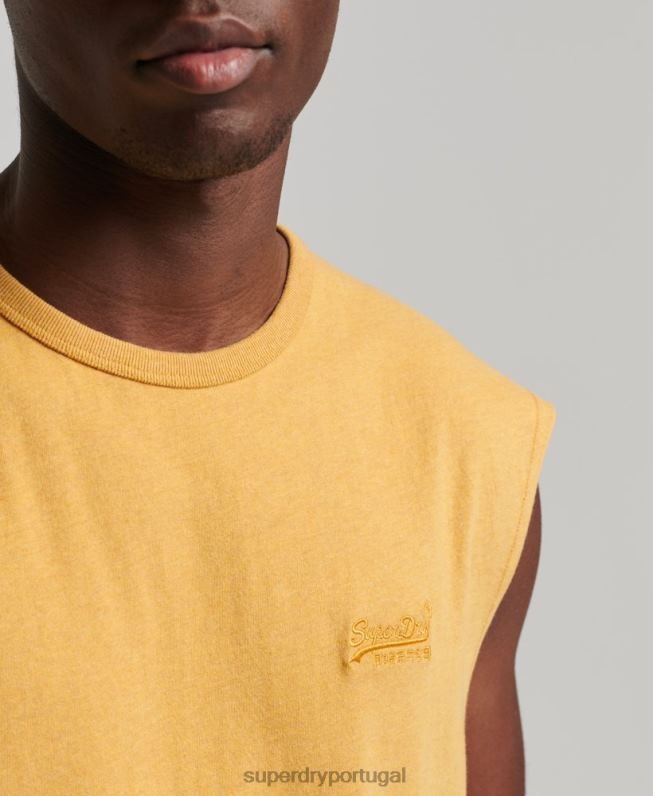 regata clássica de algodão orgânico homens amarelo roupas Superdry 2208H1529