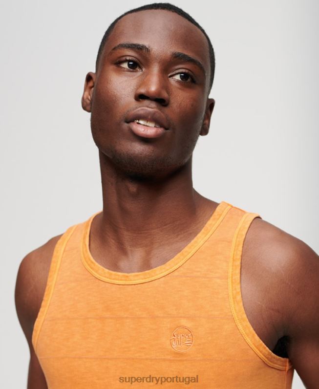 regata de textura vintage de algodão orgânico homens laranja roupas Superdry 2208H11