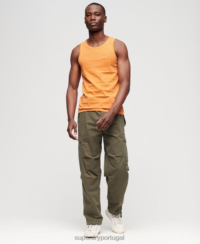 regata de textura vintage de algodão orgânico homens laranja roupas Superdry 2208H11