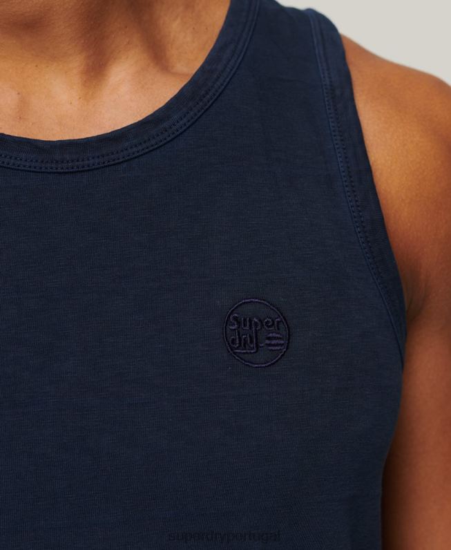 regata de textura vintage de algodão orgânico homens marinha roupas Superdry 2208H107