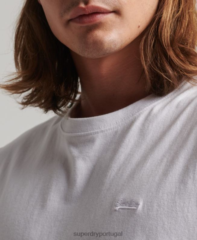 regata vintage de algodão orgânico com logo bordado homens branco roupas Superdry 2208H1455