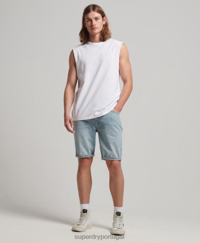 regata vintage de algodão orgânico com logo bordado homens branco roupas Superdry 2208H1455