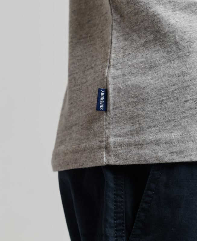regata vintage de algodão orgânico com logo bordado homens cinza roupas Superdry 2208H1447