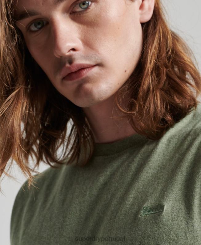 regata vintage de algodão orgânico com logo bordado homens verde roupas Superdry 2208H1449