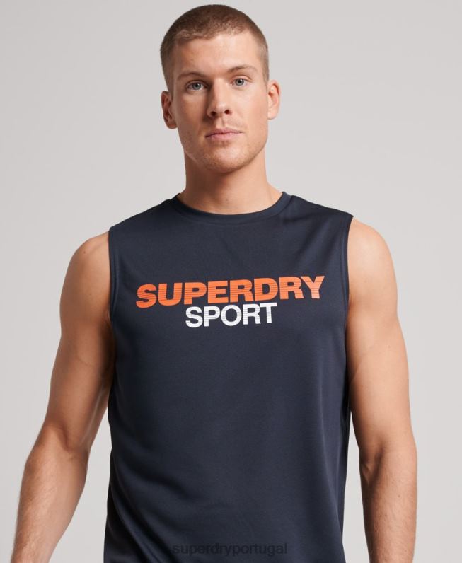 top de colete ativo homens marinha roupas Superdry 2208H1405