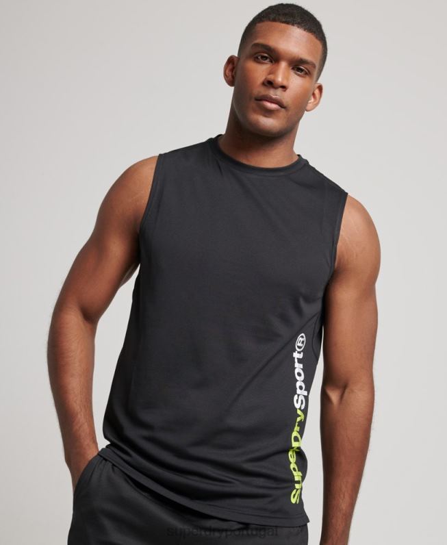 top de colete ativo homens preto roupas Superdry 2208H1426
