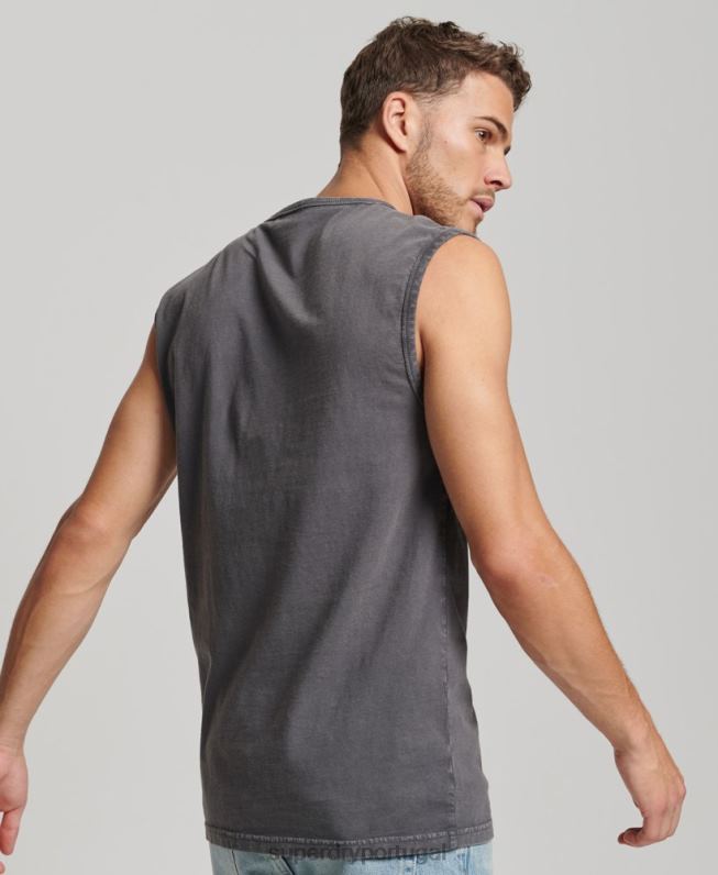 top de colete de surf tribal vintage homens cinza escuro roupas Superdry 2208H1450