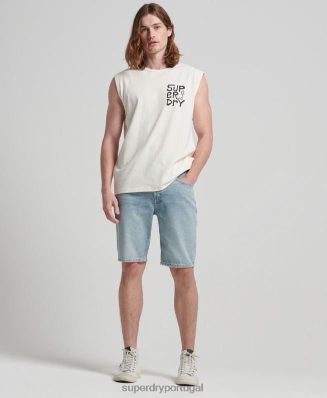 top de colete de surf tribal vintage homens creme roupas Superdry 2208H1478
