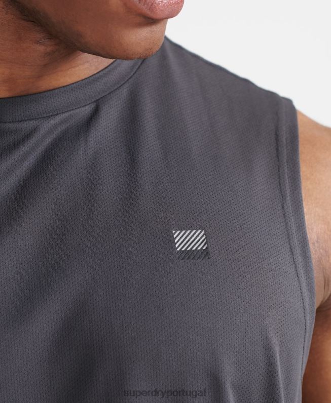 top de colete de trem homens cinza escuro roupas Superdry 2208H1434