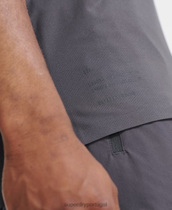 top de colete de trem homens cinza escuro roupas Superdry 2208H1434
