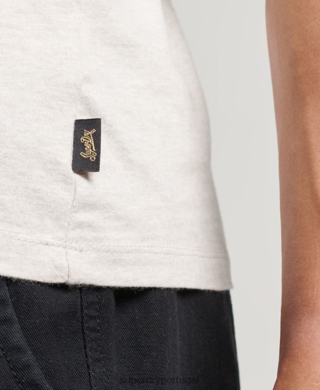 top de colete vintage com logo vintage homens creme roupas Superdry 2208H1453