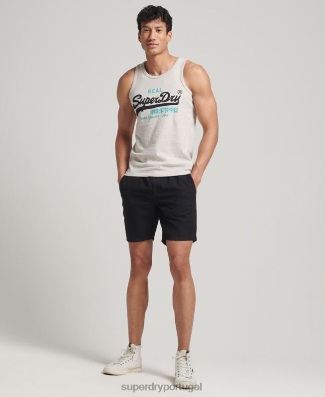 top de colete vintage com logo vintage homens creme roupas Superdry 2208H1453