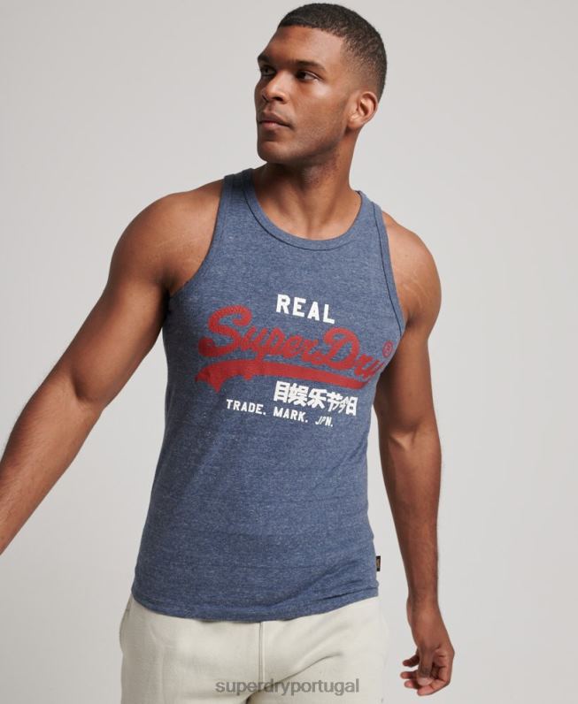 top de colete vintage com logo vintage homens marinha roupas Superdry 2208H1444