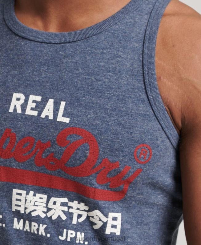 top de colete vintage com logo vintage homens marinha roupas Superdry 2208H1444