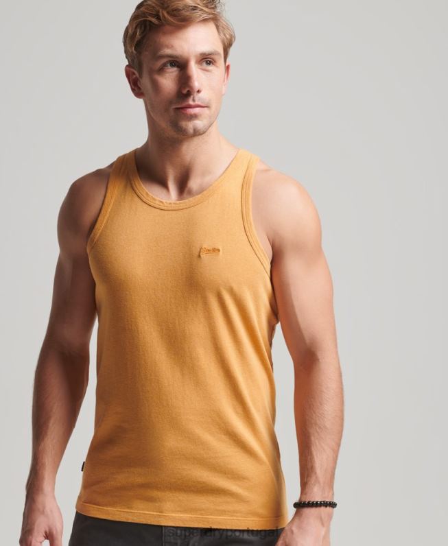 top de colete vintage de algodão orgânico homens amarelo roupas Superdry 2208H1517